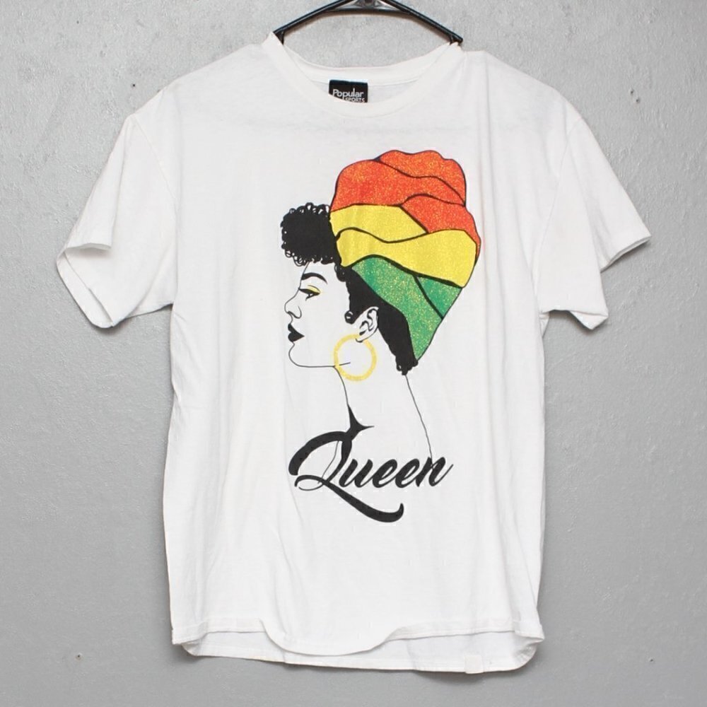 Popular Sports Vintage queen African beauty hair wrap short sleeve tee
